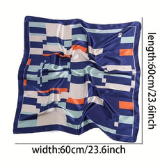 Block Print Square Scarf Satin Neckerchief Bandana Women Head Wrap