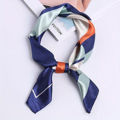 Block Print Square Scarf Satin Neckerchief Bandana Women Head Wrap