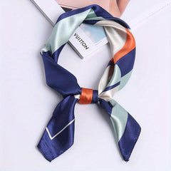Block Print Square Scarf Satin Neckerchief Bandana Women Head Wrap