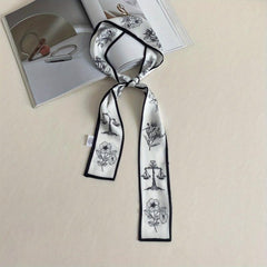 Vintage Floral Ribbon Skinny Scarf Neckerchief Hair Ribbon