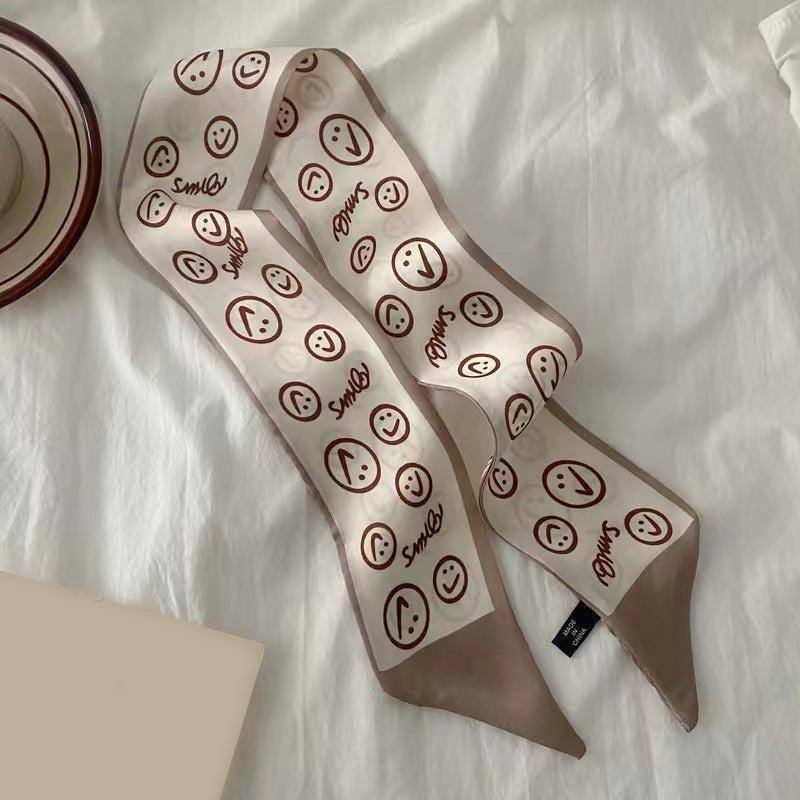 Floral Print Skinny Scarf Neck Tie Silk Twilly Scarf