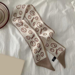 Floral Print Skinny Scarf Neck Tie Silk Twilly Scarf