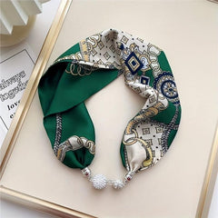 Magnetic Buckle Skinny Scarf Rhinestone Decor Necklace Neckerchief