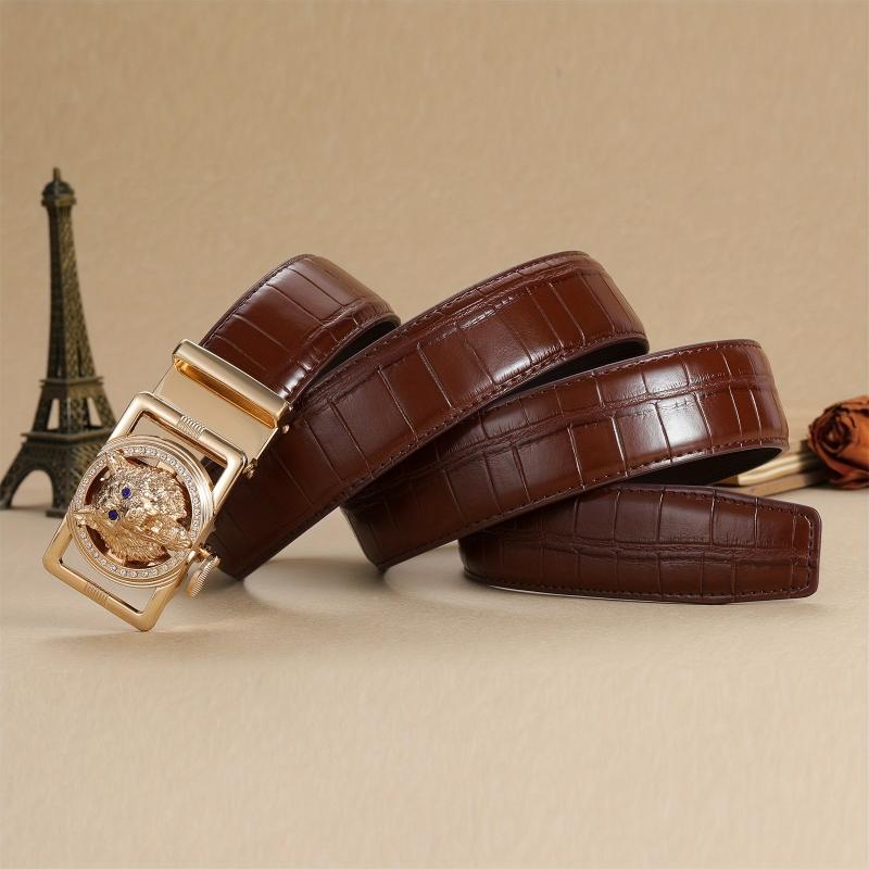 Men's Golden Wolf Head Buckle Automatic Belt