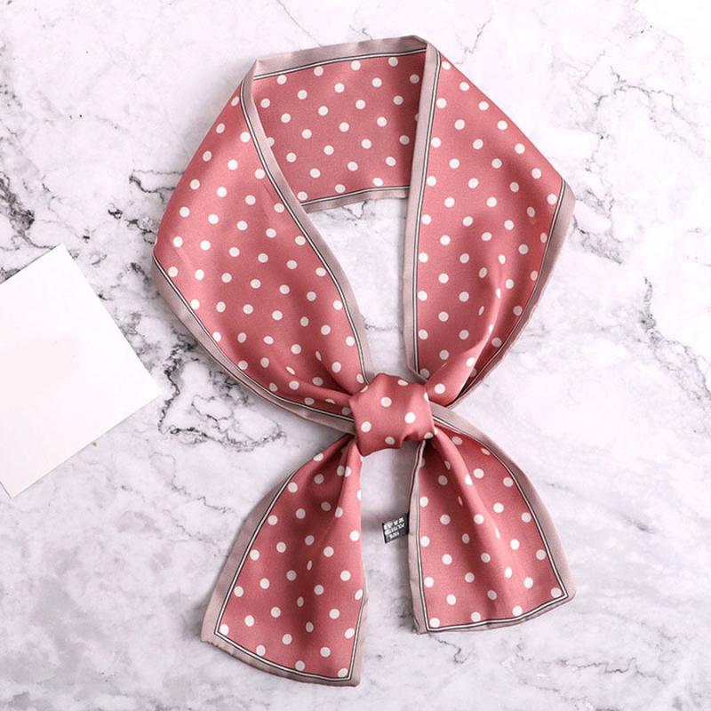 Cartoon Cat Print Skinny Scarf Long Ribbon Neckerchief for Women