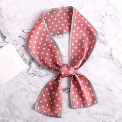 Cartoon Cat Print Skinny Scarf Long Ribbon Neckerchief for Women