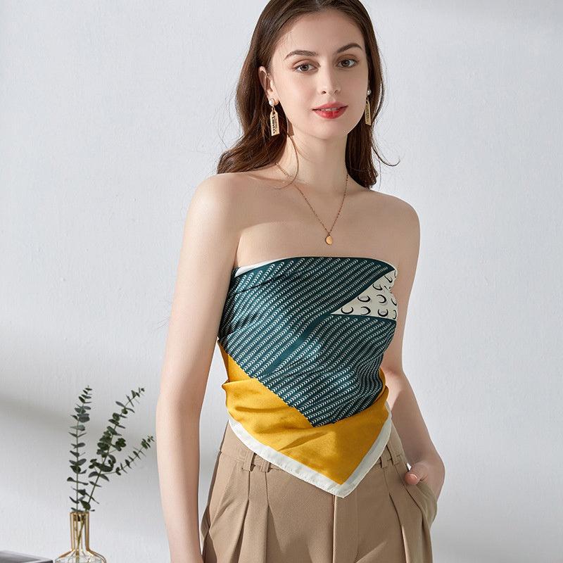 70 Crescents Silk Square Scarf Block Bandanas Neckerchief Head Wrap Hair Accesso