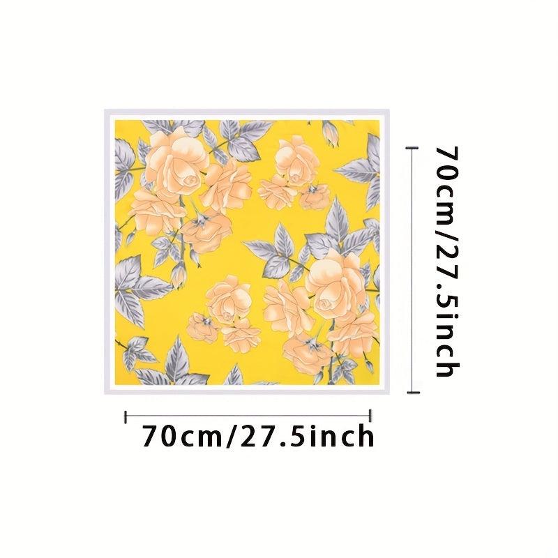 Flower Print Bandana Silk Square Scarf Satin Neckerchief Women Accessories