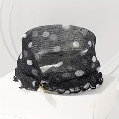 Polka Dot Ruffle Scarf & Neckerchief Infinity Scarf Faux Pearl Headband