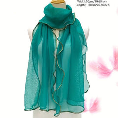 Ruffles Layer Lace Scarf Solid Gauze Shawl Head Wrap