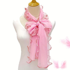 Ruffles Layer Lace Scarf Solid Gauze Shawl Head Wrap
