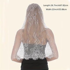 Embroidered Lace Mantilla Veil Scarf for Wedding Bridal Women