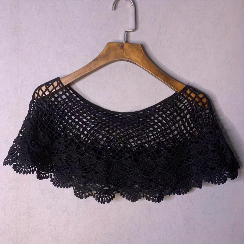 Classic Lace Hollow Out Shawl Solid Wrap Breathable Cape for Party Wedding