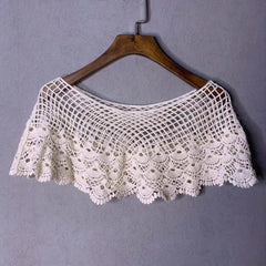 Classic Lace Hollow Out Shawl Solid Wrap Breathable Cape for Party Wedding