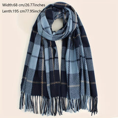 Plaid Warm Scarf Large Winter Shawl Casual Outdoor Wrap for Women