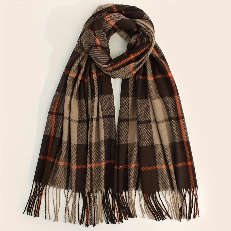 Plaid Warm Scarf Large Winter Shawl Casual Outdoor Wrap for Women