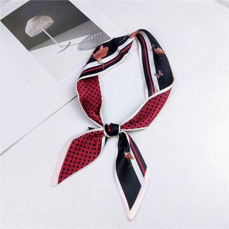 Heart Print Skinny Scarf Geometric Decorative Twilly Scarf For Women