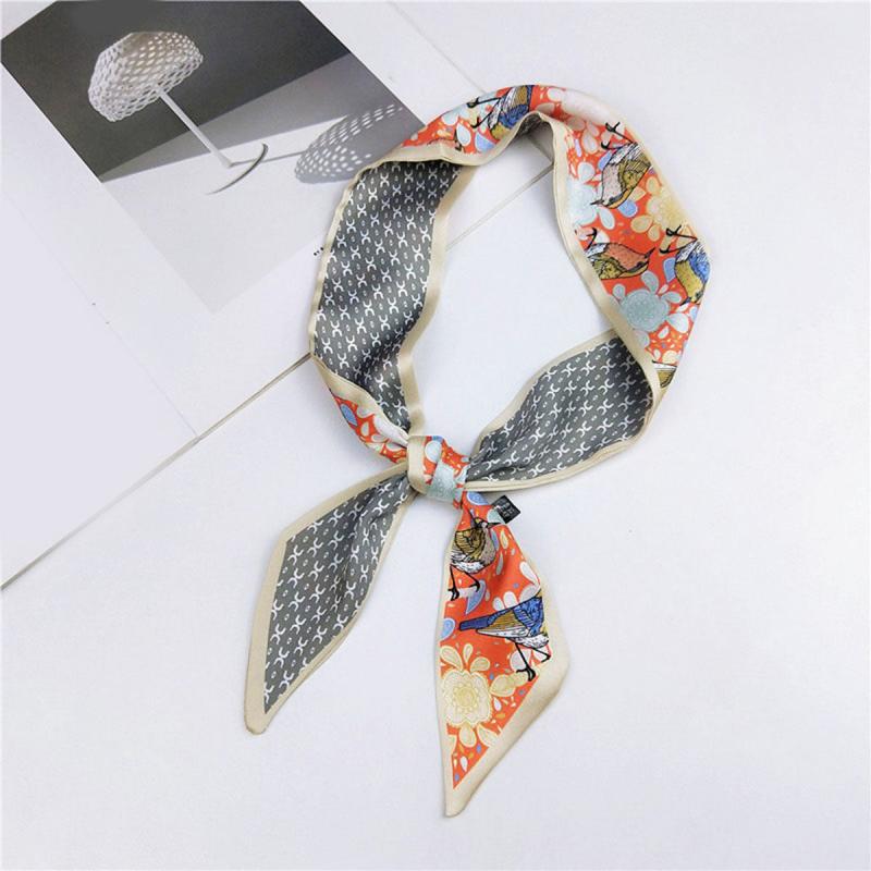 Heart Print Skinny Scarf Geometric Decorative Twilly Scarf For Women