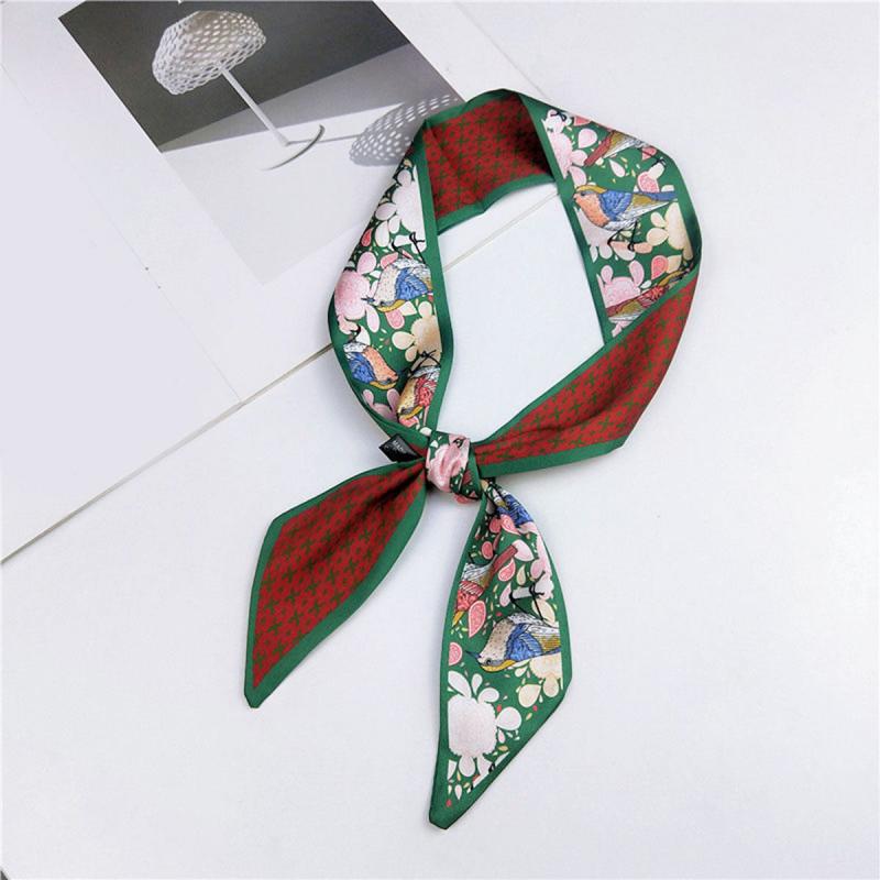 Heart Print Skinny Scarf Geometric Decorative Twilly Scarf For Women