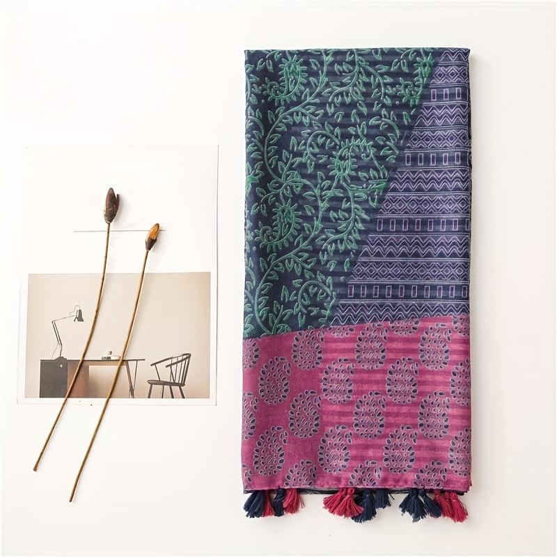 Colorful Paisley Printed Scarf Fringed Shawl Wrap Sunscreen Gauze Scarf