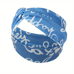 Vintage Letter Print Headband Yoga Hairband Elastic Sports Headband