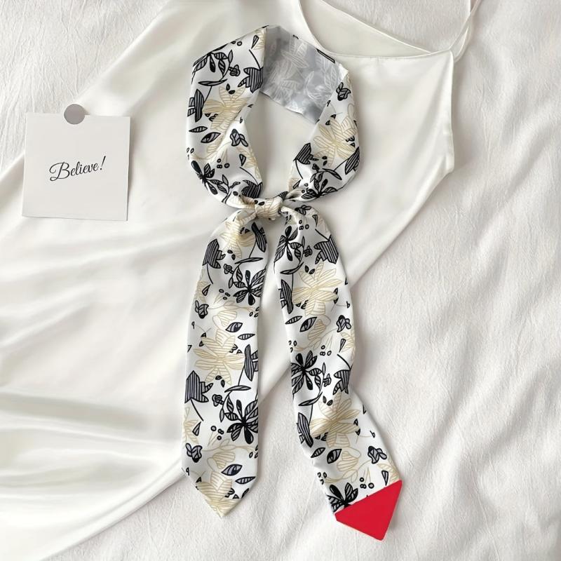 Butterfly Print Twilly Scarf Casual Ribbon Scarf