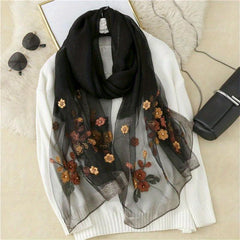 Begonia Flower Silky Scarf Women's Mother Striped Large Silk Scarf