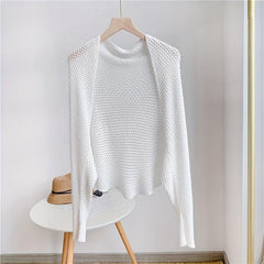 Knit Hollow Out Shawl Solid Outwear Cardigan for Evening Party Dress