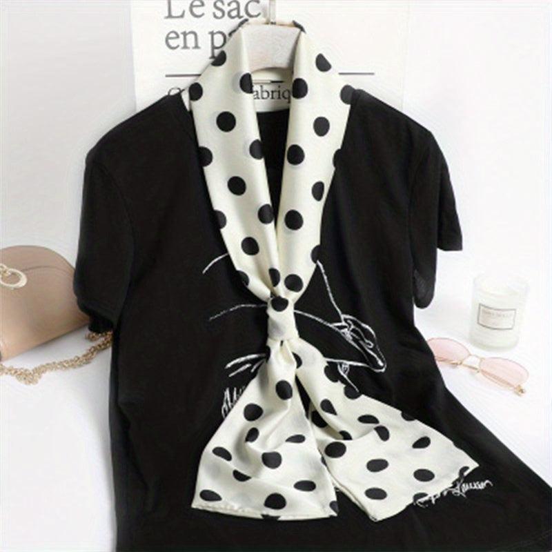 Long Ribbon Scarf Silk Thin Necktie Twill Floral Print Classic Hairband