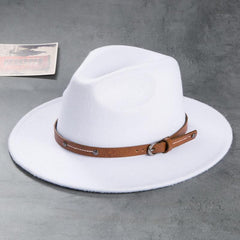 Men's Retro Felt Woolen Top Hat with Leather Buckle Accessory