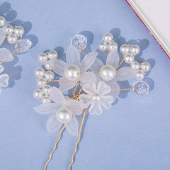 Faux Pearl Flower Red Hairpin Hair Comb Princess Tiara Wedding