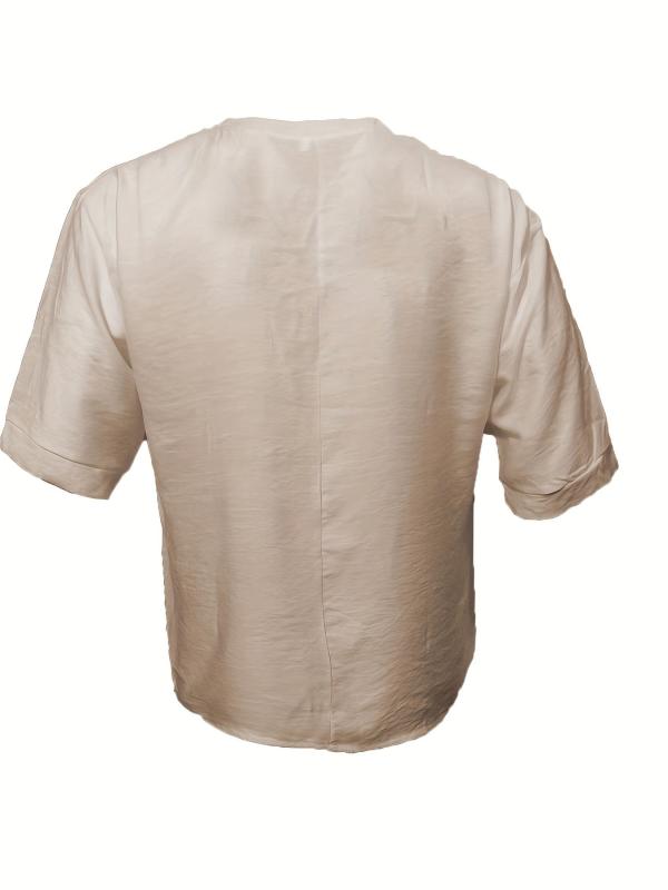 Men's Retro Lace Up V Neck Shirt Regular Fit Casual Top