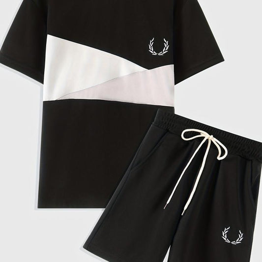 2pcs Boys Casual Print Tee & Shorts Set Summer Kids Clothing
