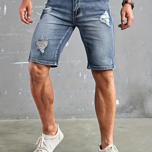 Men's Distressed Denim Shorts for Summer