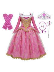 Girls Princess Costume Dress Long Sleeve Birthday Party Cosplay Outfit