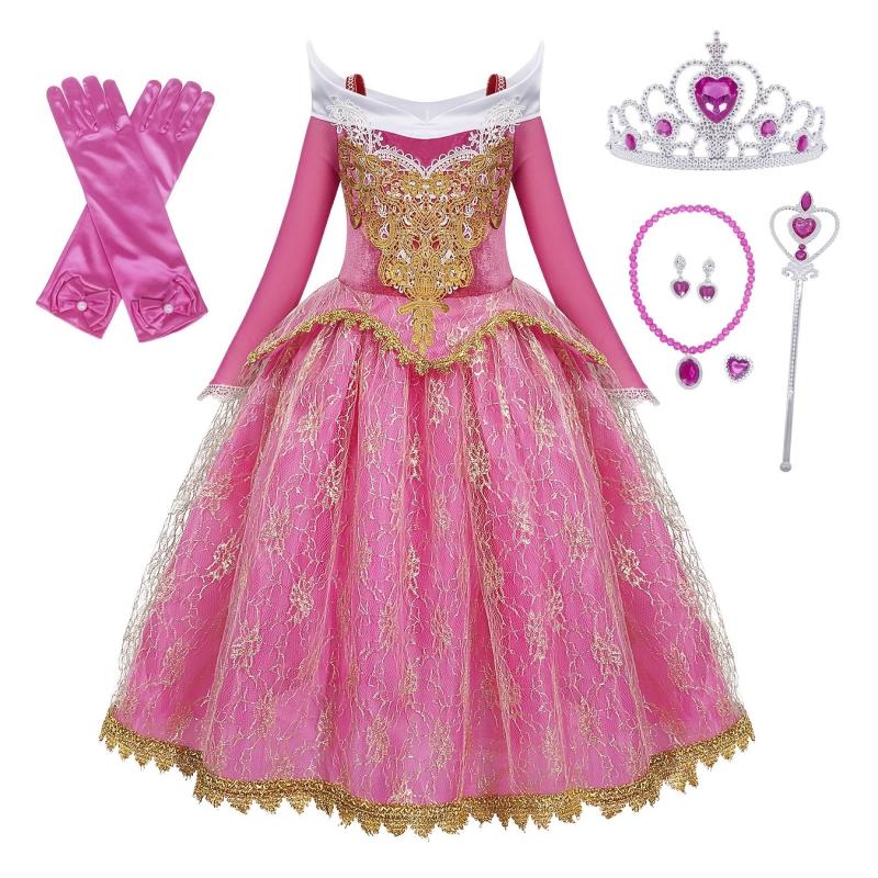 Girls Princess Costume Dress Long Sleeve Birthday Party Cosplay Outfit