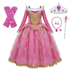 Girls Princess Costume Dress Long Sleeve Birthday Party Cosplay Outfit