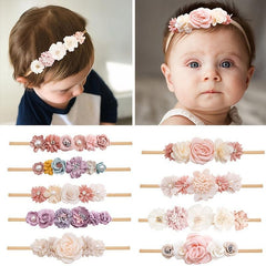 Baby Girl Flower Headbands Soft Stretchy Nylon Hairbands For Newborn Toddler