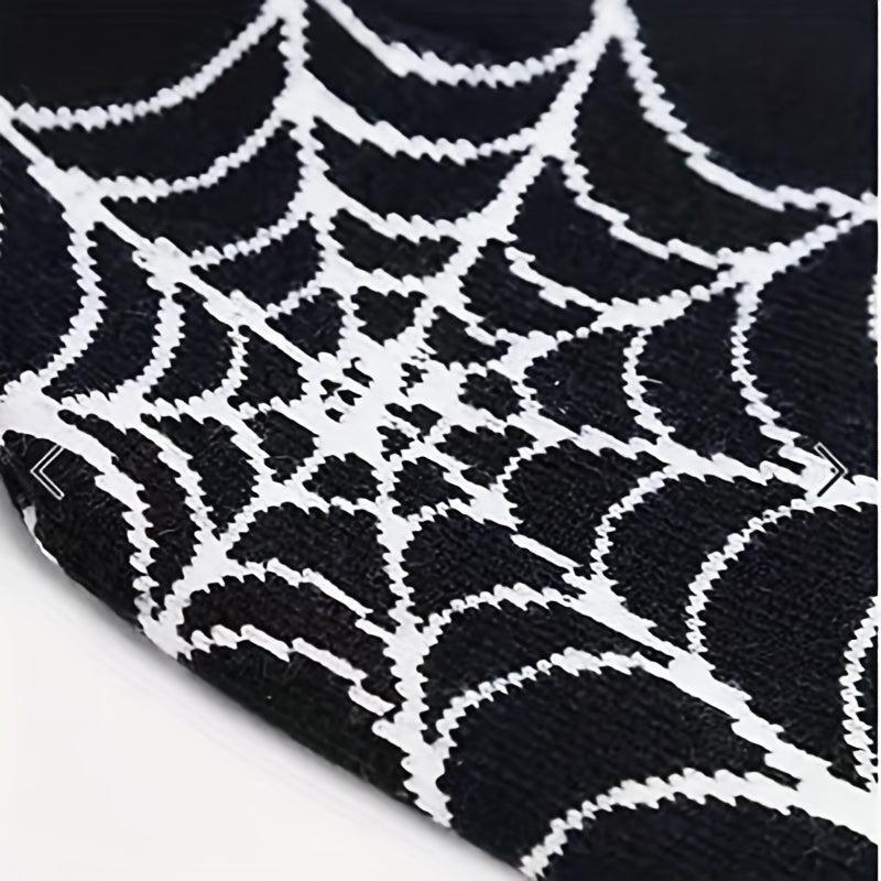 Goth Spider Web Jacquard Beanie Y2K Knit Hat