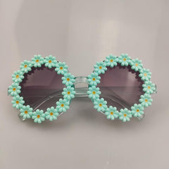 Girls Daisy Sunglasses Round Frame UV Protection Travel Outdoor Kids Accessory
