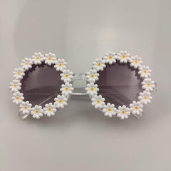 Girls Daisy Sunglasses Round Frame UV Protection Travel Outdoor Kids Accessory