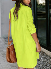 Sexy Button Front Shirt Dress Solid Color Turn Down Collar