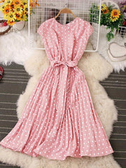 Polka Dot Pleated Dress for Spring & Summer