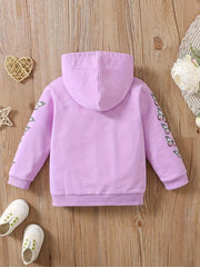 Girls Butterfly Print Hooded Zip Jacket