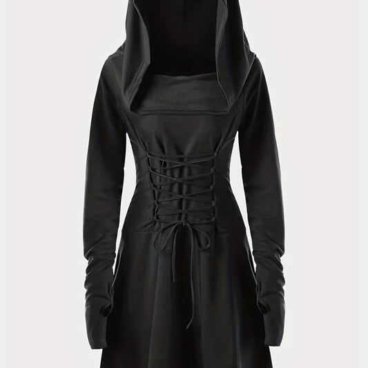 Gothic Hooded Cosplay Dress Long Sleeve for Halloween Party