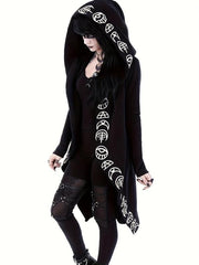 Gothic Style Witchcraft Pattern Hooded Cardigan