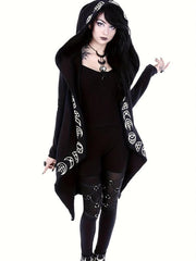 Gothic Style Witchcraft Pattern Hooded Cardigan