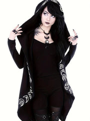 Gothic Style Witchcraft Pattern Hooded Cardigan