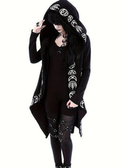 Gothic Style Witchcraft Pattern Hooded Cardigan