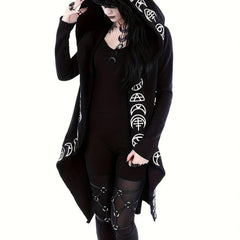 Gothic Style Witchcraft Pattern Hooded Cardigan